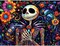 Diamond Painting Kits for Adults - Skeleton DIY 5D Diamond Art Kits Full Drill Halloween Diamond Dots Paintings with Flowers Diamonds Gem Art and Crafts Home Decor 12x16inch